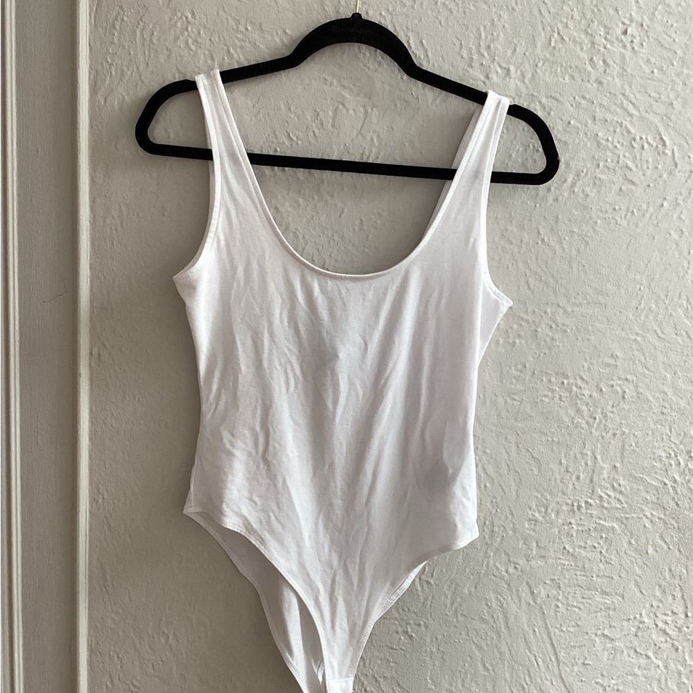 White bodysuit with scoop back